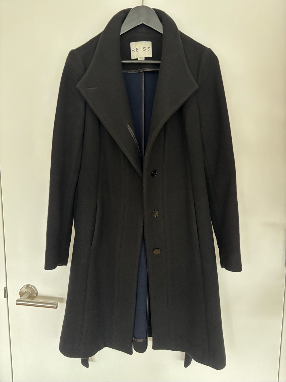 Reiss Wool Blend Tailored Coat in Black